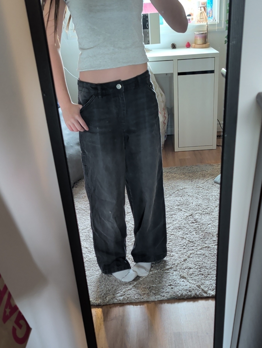 Wide Leg High-Rise Women's Jeans - Black